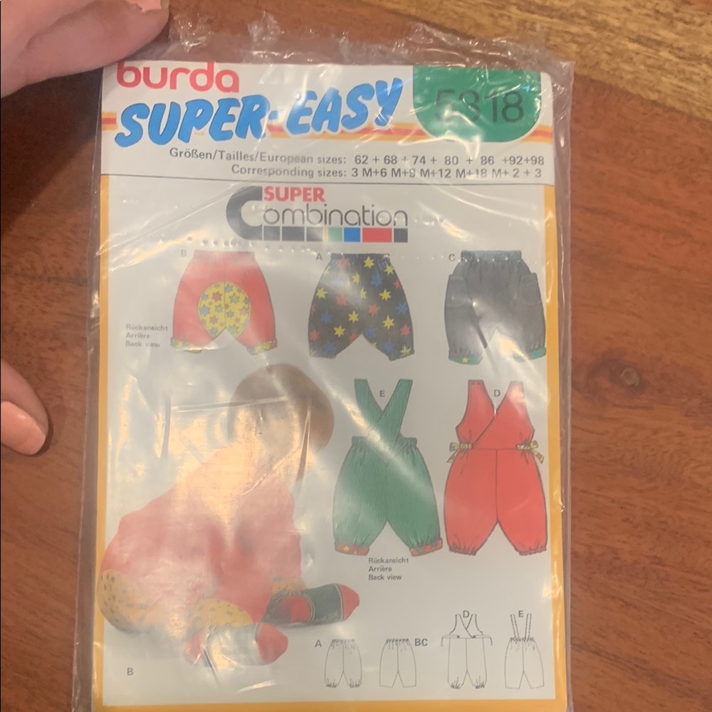 3for$15 Burda super easy baby sewing pattern pants and overalls